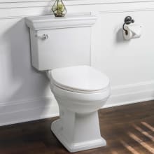 Santi Two-Piece High-Efficiency Toilet with Elongated Chair Height Bowl - Includes Soft Close Seat, Wax Ring Kit, and Mesa Style Tank Lid