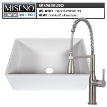Kitchen Combo - Modena 30" Single Basin Farmhouse Fireclay Kitchen Sink and Pullout Spray Kitchen Faucet
