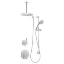 Mia Pressure Balanced Shower System with 2.0 GPM Rain Shower Head, Hand Shower, Slide Bar, and Ceiling Mounted Shower Arm - Rough-In Valves Included
