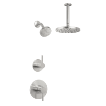 Mia Pressure Balanced Shower System with 2.0 GPM Rain Shower Heads, Ceiling Mounted and Standard Shower Arms - Rough-In Valves Included