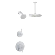 Mia Pressure Balanced Shower System with 1.8 GPM Rain Shower Heads, Ceiling Mounted and Standard Shower Arms - Rough-In Valves Included