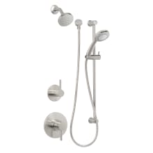 Mia Pressure Balanced Shower System with 1.8 GPM Rain Shower Head, Hand Shower, Slide Bar, and Standard Shower Arm - Rough-In Valves Included