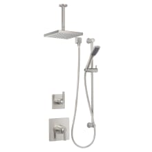 Elysa Pressure Balanced Shower System with 1.8 GPM Rain Shower Head, Hand Shower, Slide Bar, and Ceiling Mounted Shower Arm - Rough-In Valves Included
