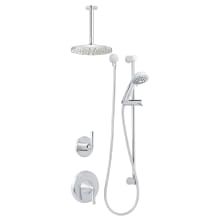 Bella Pressure Balanced Shower System with 2.0 GPM Rain Shower Head, Hand Shower, Slide Bar, and Ceiling Mounted Shower Arm - Rough-In Valves Included