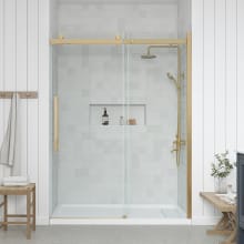 Bel Soft-Close 81-1/2" High x 60" Wide x 32" Deep Sliding Frameless Shower Enclosure with Clear Glass