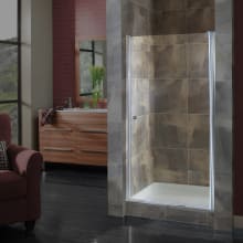 Pivot 72" High x 32-1/2" - 34-1/2" Wide Hinged Frameless Shower Door with 1/4" Clear Glass