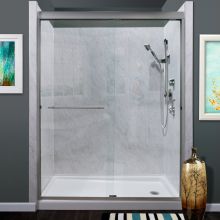 Azul 72" High x 60" Wide Semi-Framed Sliding Shower Door with Clear Glass and H2OFF™ Technology