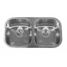 32" Undermount Double Basin Stainless Steel Kitchen Sink with 50/50 Split