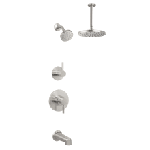 Mia Pressure Balanced Shower System with 2.0 GPM Rain Shower Heads, Tub Spout, Ceiling Mounted and Standard Shower Arms - Rough-In Valves Included