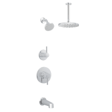 Mia Pressure Balanced Shower System with 2.0 GPM Rain Shower Heads, Tub Spout, Ceiling Mounted and Standard Shower Arms - Rough-In Valves Included