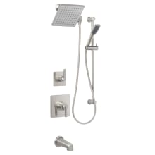 Elysa Pressure Balanced Shower System with 2.0 GPM Rain Shower Head, Hand Shower, Slide Bar, Tub Spout, and Standard Shower Arm