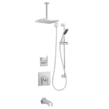 Elysa Pressure Balanced Shower System with 1.8 GPM Rain Shower Head, Hand Shower, Slide Bar, Tub Spout, and Ceiling Mounted Shower Arm
