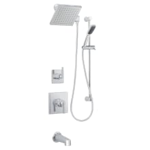 Elysa Pressure Balanced Shower System with 1.8 GPM Rain Shower Head, Hand Shower, Slide Bar, Tub Spout, and Standard Shower Arm