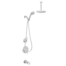 Bella Pressure Balanced Shower System with 2.0 GPM Rain Shower Head, Hand Shower, Tub Spout, Hand Shower Holder, and Ceiling Mounted Shower Arm