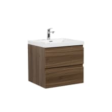 Aurora 24" Wall Mounted Single Basin Vanity Set with Cabinet and Acrylic Vanity Top
