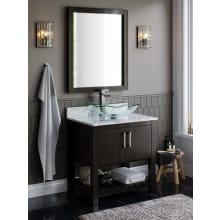 30" Free Standing Single Basin Vanity Set with Cabinet, Quartz Vanity Top, Rectangular Glass Vessel Sink and Mirror