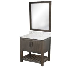 30" Free Standing Vanity Set with Cabinet, Quartz Vanity Top and Mirror