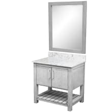 30" Free Standing Vanity Set with Cabinet, Quartz Vanity Top and Mirror