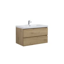 Aurora 36" Wall Mounted Single Basin Vanity Set with Cabinet and Acrylic Vanity Top