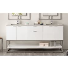 Brenlyn 72" Free Standing / Wall Mounted Double Basin Vanity Set with Cabinet, Quartz Vanity Top, Electrical Outlet and USB Port