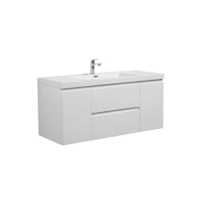 Aurora 48" Wall Mounted Single Basin Vanity Set with Cabinet and Acrylic Vanity Top