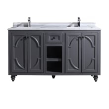 Odyssey 60" Free Standing Double Basin Vanity Set with Cabinet and Marble Vanity Top