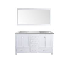 Wilson 60" Free Standing Double Basin Vanity Set with Cabinet and Solid Surface Vanity Top