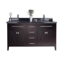 Wimbledon 60" Free Standing Double Basin Vanity Set with Cabinet and Marble Vanity Top