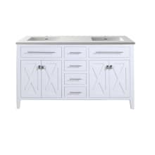 Wimbledon 60" Free Standing Double Basin Vanity Set with Cabinet and Marble Vanity Top