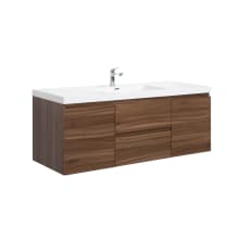 Aurora 59" Wall Mounted Single Basin Vanity Set with Cabinet and Acrylic Vanity Top