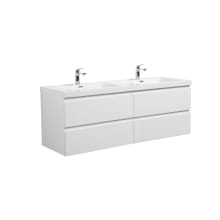 Aurora 59" Wall Mounted Double Basin Vanity Set with Cabinet and Acrylic Vanity Top