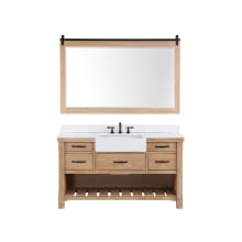 Villareal 60" Free Standing Single Basin Vanity Set with Cabinet, Stone Composite Vanity Top, and Framed Mirror