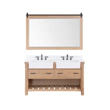 Villareal 60" Free Standing Double Basin Vanity Set with Cabinet, Stone Composite Vanity Top, and Framed Mirror