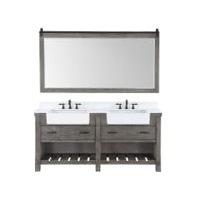 Villareal 72" Free Standing Double Basin Vanity Set with Cabinet, Stone Composite Vanity Top, and Framed Mirror