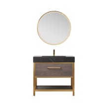 Segovia 36" Free Standing Single Basin Vanity Set with Cabinet, Stone Composite Vanity Top, and Framed Mirror