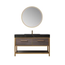 Segovia 55" Free Standing Single Basin Vanity Set with Cabinet, Stone Composite Vanity Top, and Framed Mirror