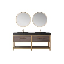 Segovia 72" Free Standing Double Basin Vanity Set with Cabinet, Stone Composite Vanity Top, and Framed Mirrors