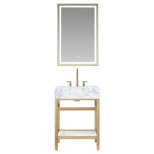 Ecija 24" Free Standing Single Basin Vanity Set with Cabinet, Stone Composite Vanity Top, and Framed Mirror
