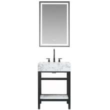 Ecija 24" Free Standing Single Basin Vanity Set with Cabinet, Stone Composite Vanity Top, and Framed Mirror