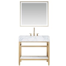 Ecija 36" Free Standing Single Basin Vanity Set with Cabinet, Stone Composite Vanity Top, and Framed Mirror