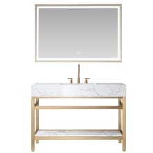 Ecija 48" Free Standing Single Basin Vanity Set with Cabinet, Stone Composite Vanity Top, and Framed Mirror