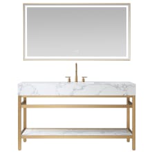 Ecija 60" Free Standing Single Basin Vanity Set with Cabinet, Stone Composite Vanity Top, and Framed Mirror