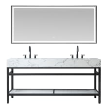 Ecija 72" Free Standing Double Basin Vanity Set with Cabinet, Stone Composite Vanity Top, and Framed Mirror