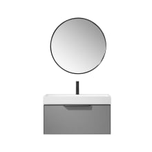 Vegadeo 36" Wall Mounted Single Basin Vanity Set with Cabinet, Stone Composite Vanity Top, and Framed Mirror