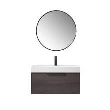 Vegadeo 36" Wall Mounted Single Basin Vanity Set with Cabinet, Stone Composite Vanity Top, and Framed Mirror