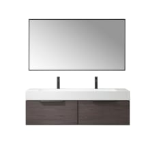 Vegadeo 60" Wall Mounted Single Basin Vanity Set with Cabinet, Stone Composite Vanity Top, and Framed Mirror