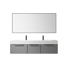 Vegadeo 72" Wall Mounted Single Basin Vanity Set with Cabinet, Stone Composite Vanity Top, and Framed Mirror