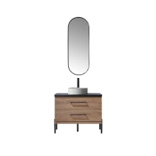 Trento 36" Free Standing Single Basin Vanity Set with Cabinet, Sintered Stone Vanity Top, and Framed Mirror