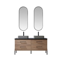 Trento 60" Free Standing Double Basin Vanity Set with Cabinet, Sintered Stone Vanity Top, and Framed Mirrors