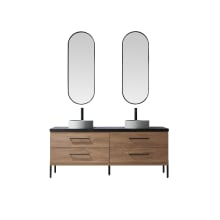 Trento 72" Free Standing Double Basin Vanity Set with Cabinet, Sintered Stone Vanity Top, and Framed Mirrors